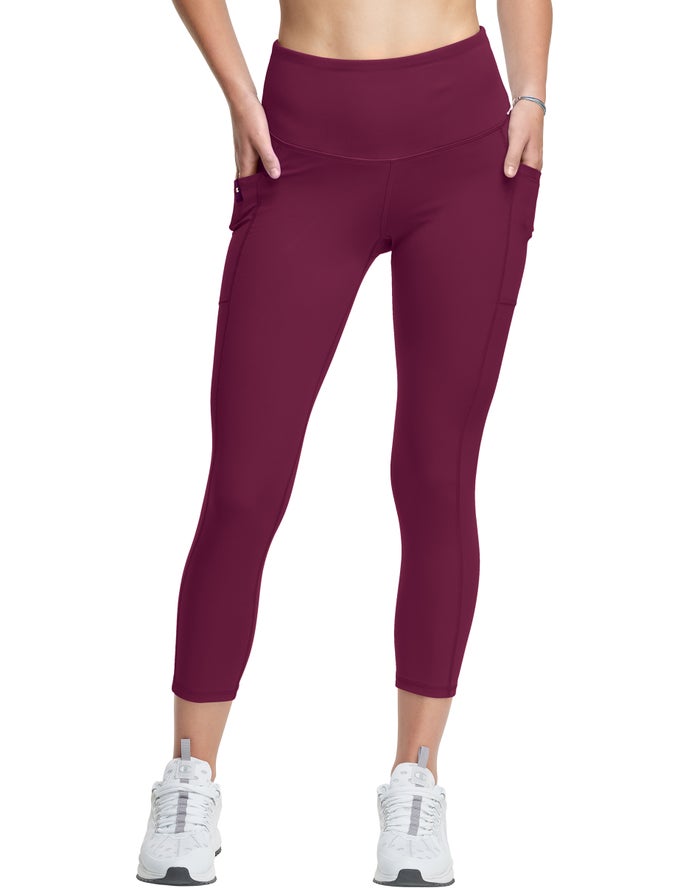 Champion Womens Leggings NZ - Absolute 3/4 Pocket Dark Purple ( 4836-DCARV )